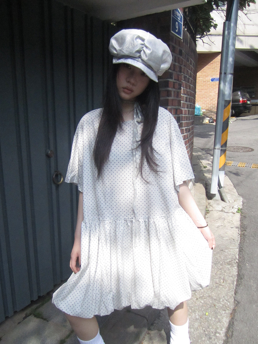 ang project Polka Dot Summer Shift Dress with Puff Sleeves
