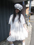 ang project Polka Dot Summer Shift Dress with Puff Sleeves