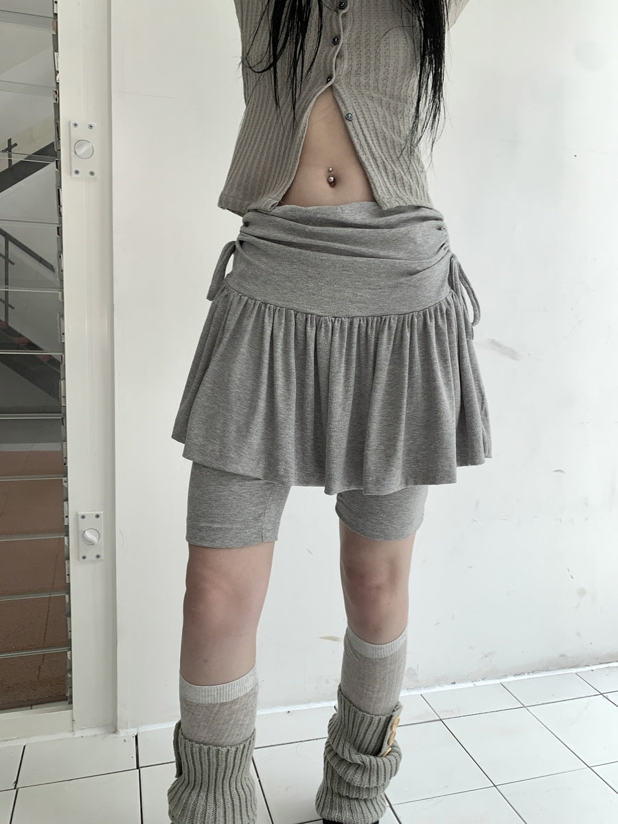 ang project Functional Sporty Layered Drawstring Waist Short Skirt