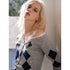 2th Desire Wool Blend Lace Trim Off Shoulder Diamond Knit Cardigan