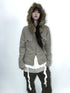 Updateang project Detachable Fur Hooded Fleece Sweatshirt With Pockets