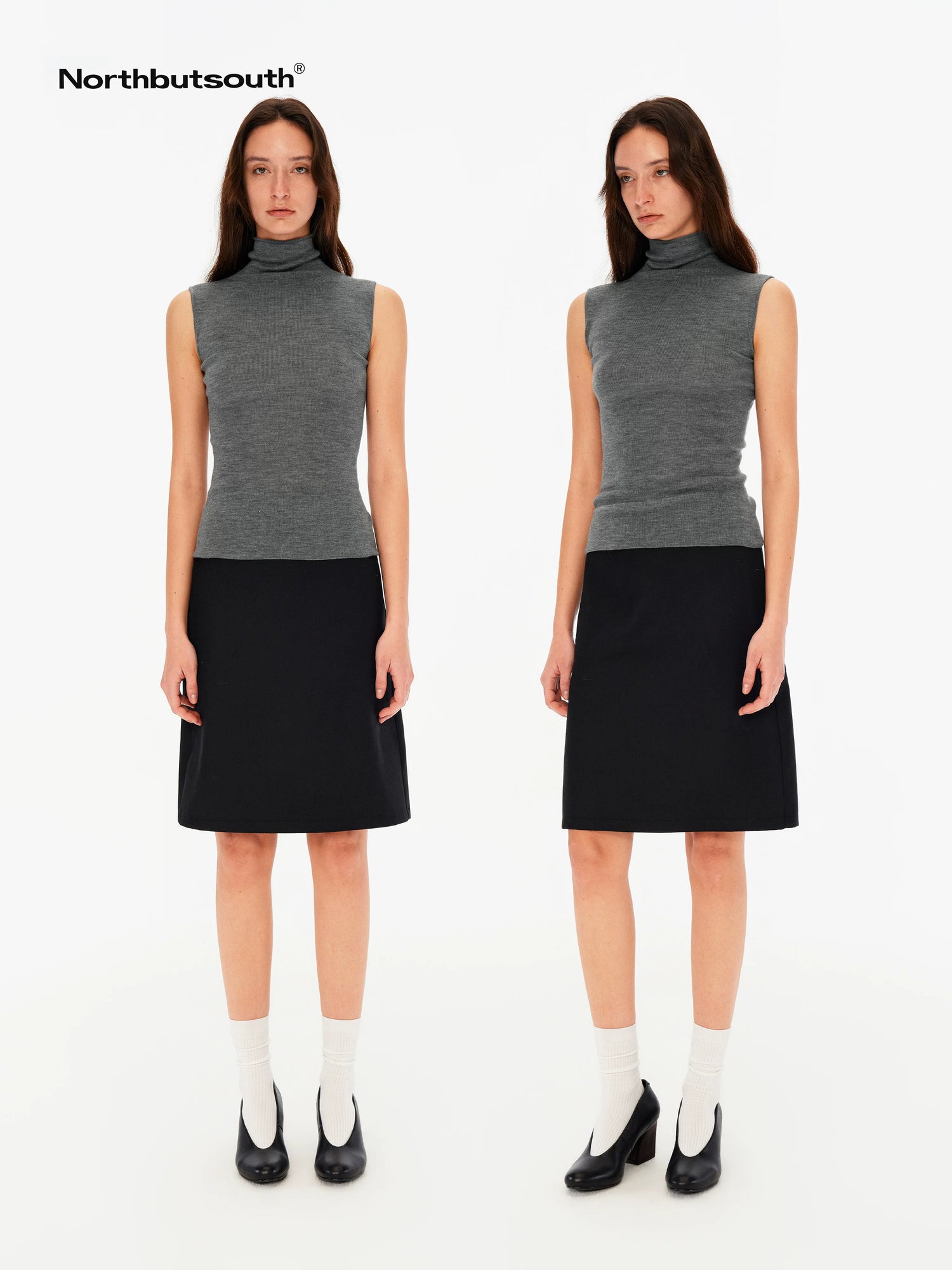 Light Seamless Tape Trim Mock Neck Side Slimming Women&