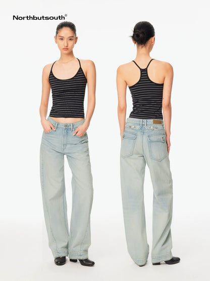 Light Wash Whisker Cocoon Mid Low Rise Women&