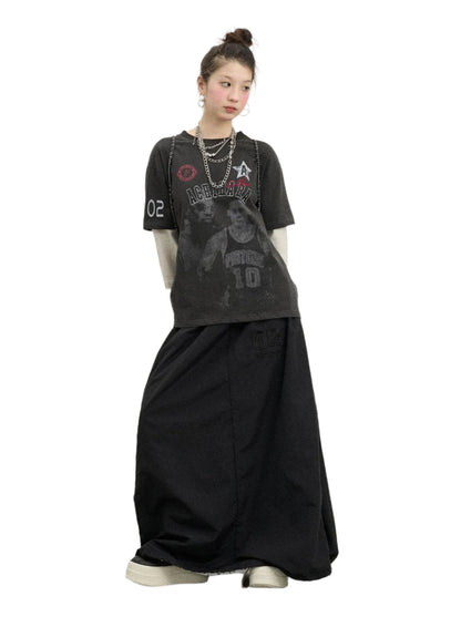 Lightweight Black Midi Skirt