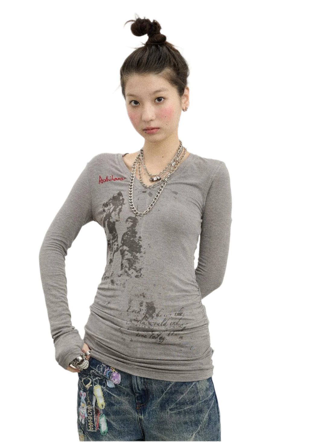 Lightweight Floral Embroidered Long Sleeve Spring T-shirt Top