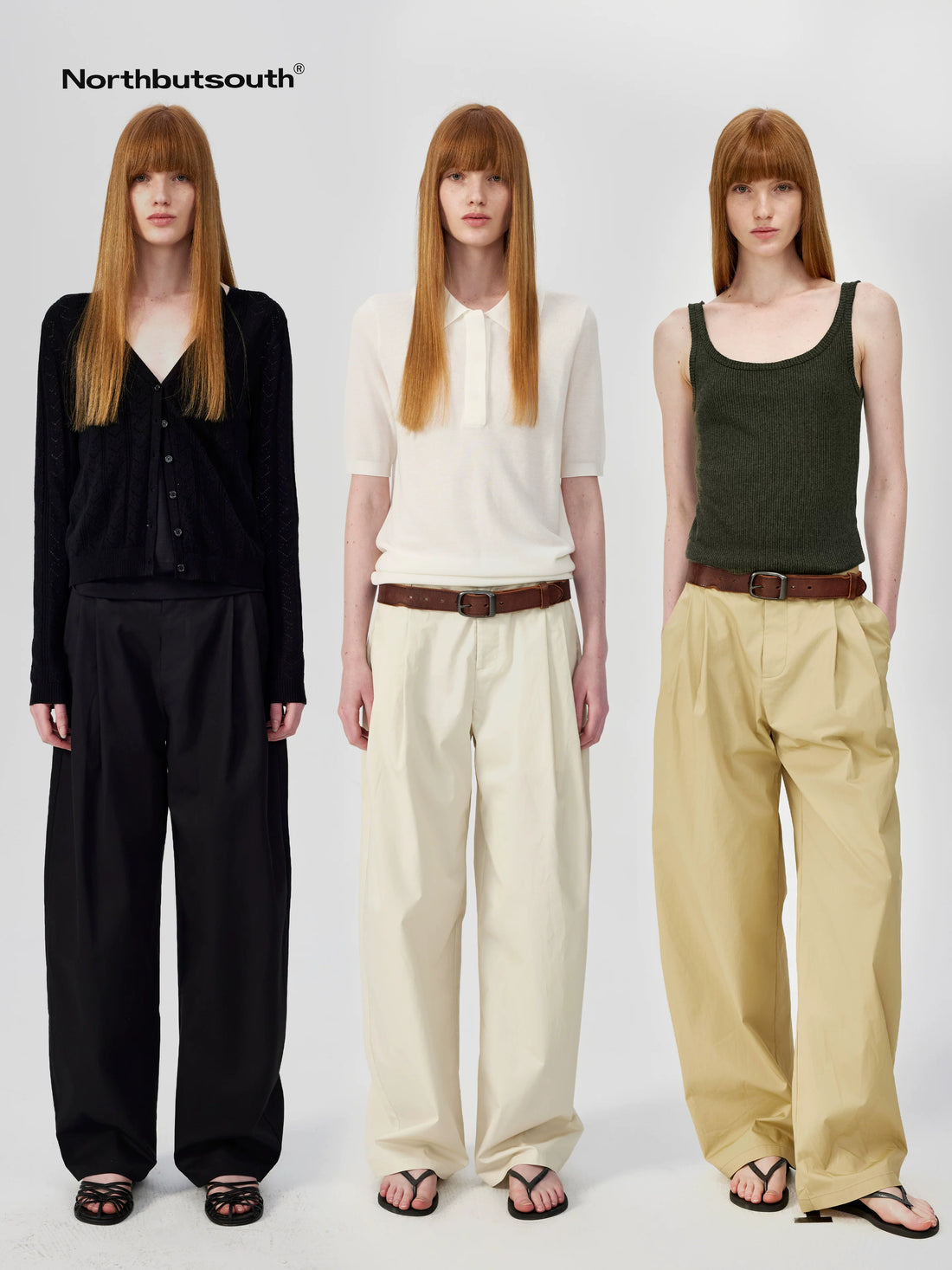 Lightweight Mid Low Waist Pleated Casual Trousers