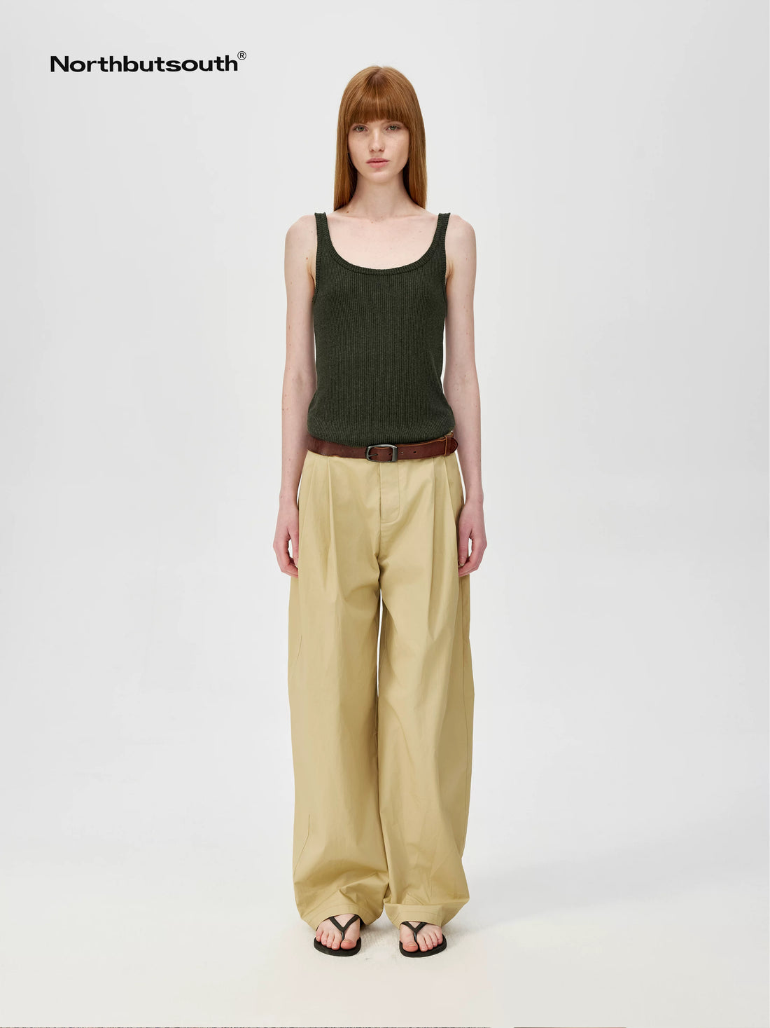 Lightweight Mid Low Waist Pleated Casual Trousers