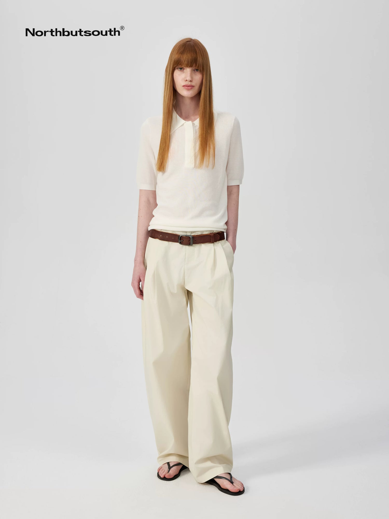 Lightweight Mid Low Waist Pleated Casual Trousers