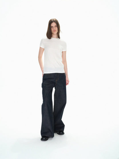 Lightweight Ribbed Cotton Slim Fit T-shirt