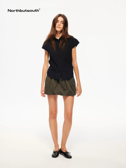 Lightweight Ruched Balloon Hem Waistless Lined Women&