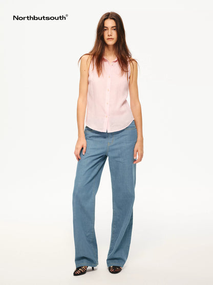 Lightweight Single Button Off Shoulder Sleeveless Women&