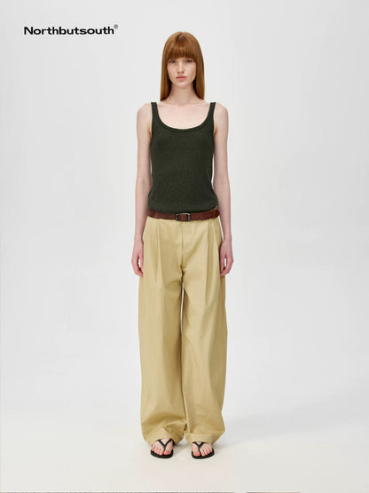 Linen Relaxed Frayed Edge Ribbed Vest