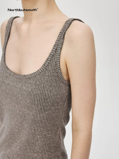 Linen Relaxed Frayed Edge Ribbed Vest