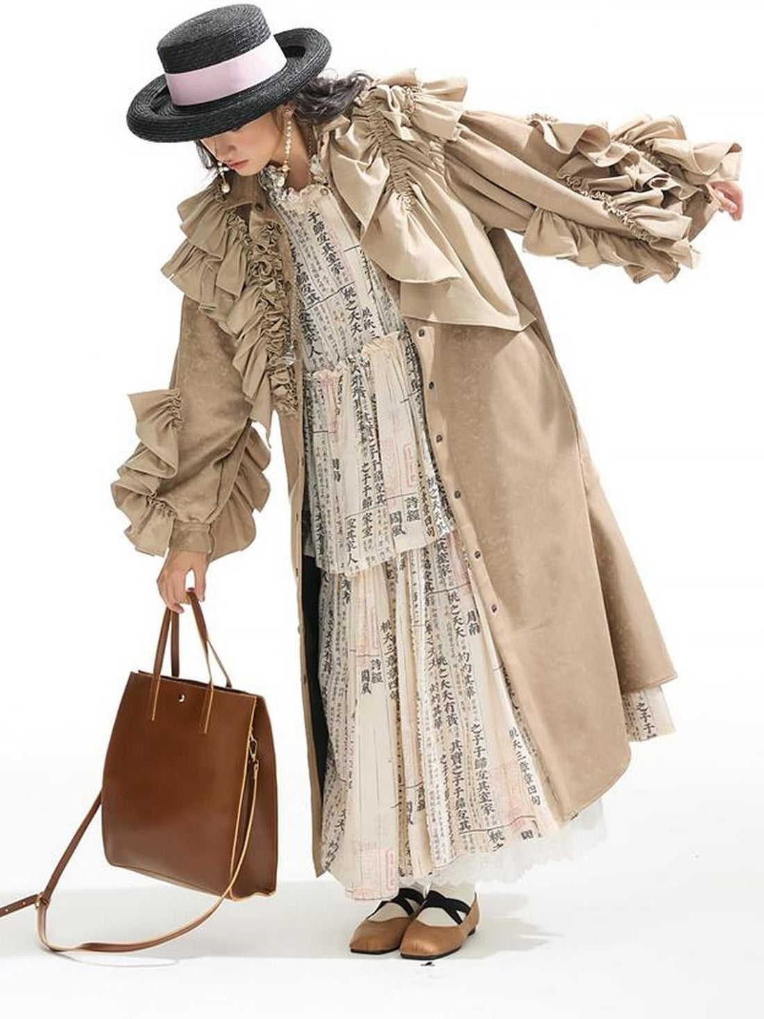 Sweet Mi Lonely Neon Vintage Romantic Ruffle Overcoat