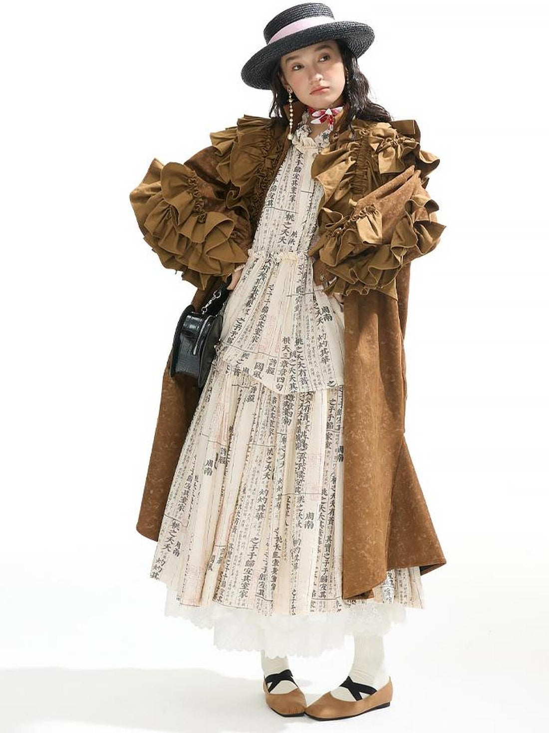 Sweet Mi Lonely Neon Vintage Romantic Ruffle Overcoat