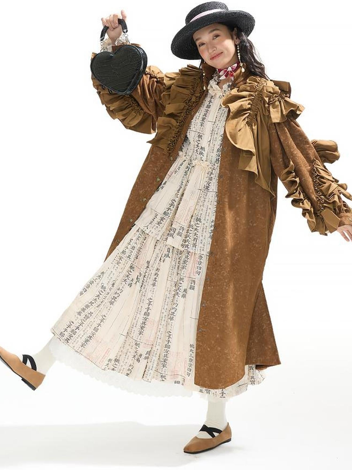 Sweet Mi Lonely Neon Vintage Romantic Ruffle Overcoat