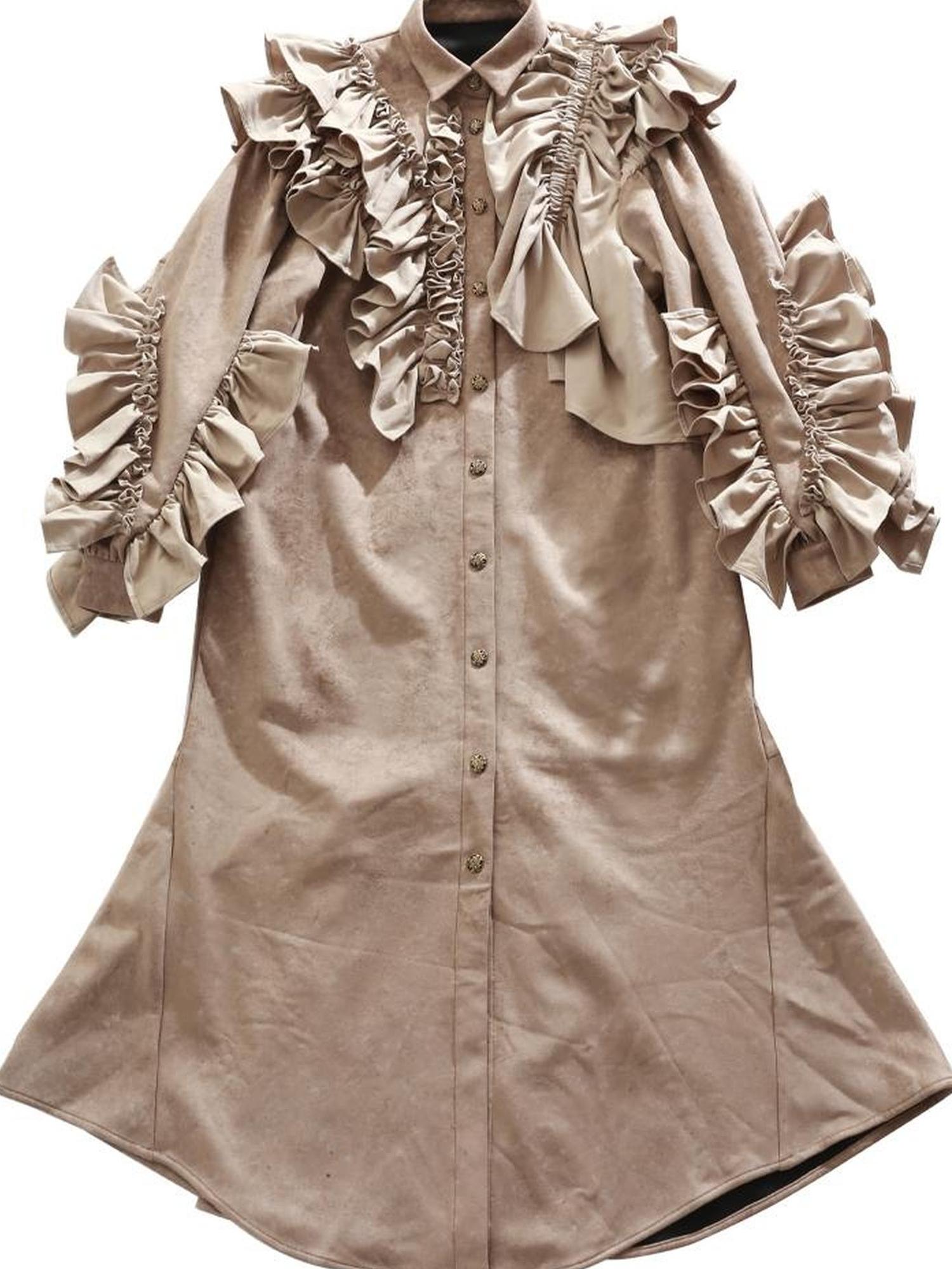 Sweet Mi Lonely Neon Vintage Romantic Ruffle Overcoat