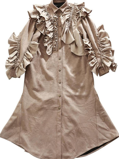 Sweet Mi Lonely Neon Vintage Romantic Ruffle Overcoat