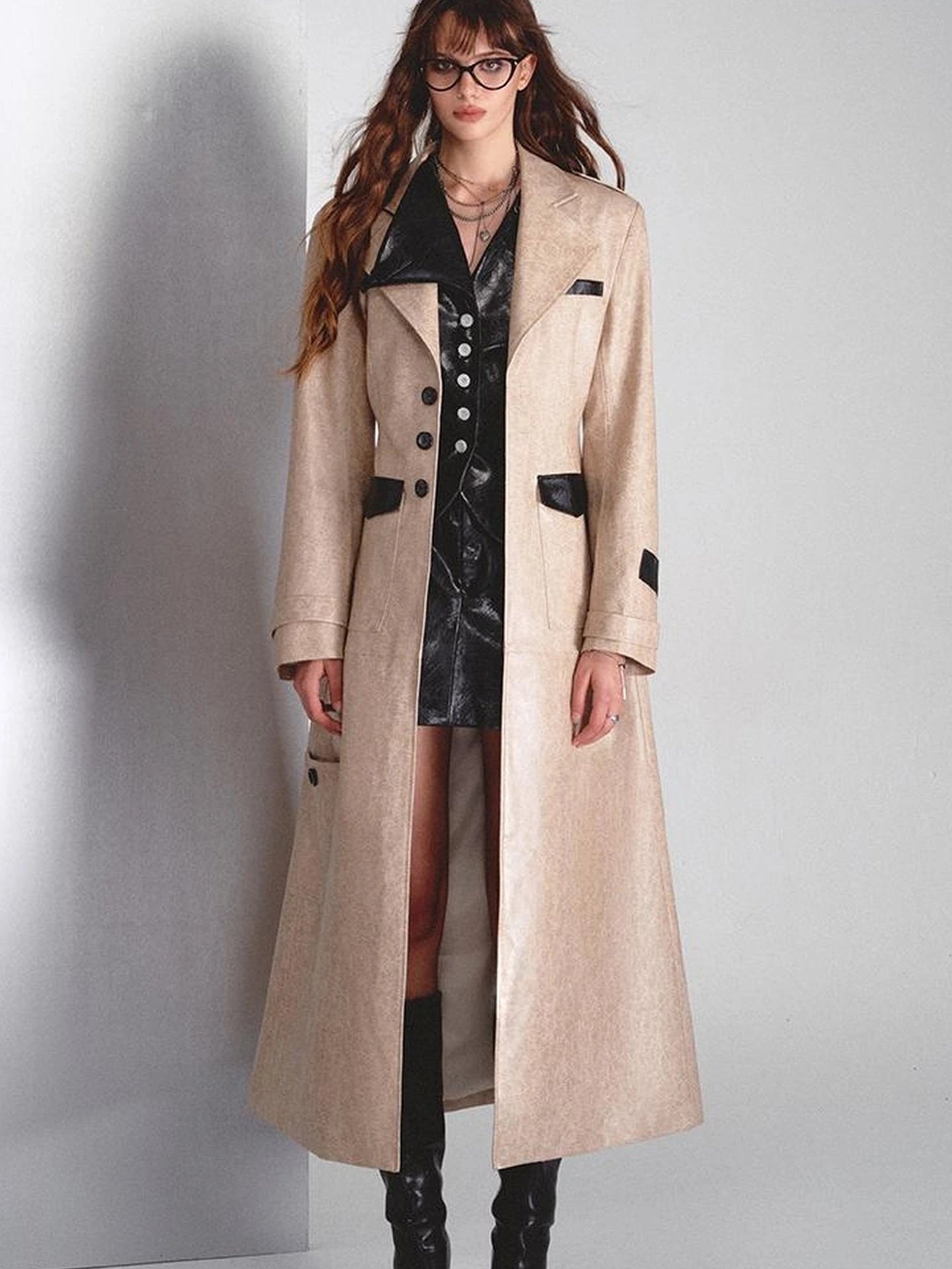 Long Faux Leather Jacket For Women Coats