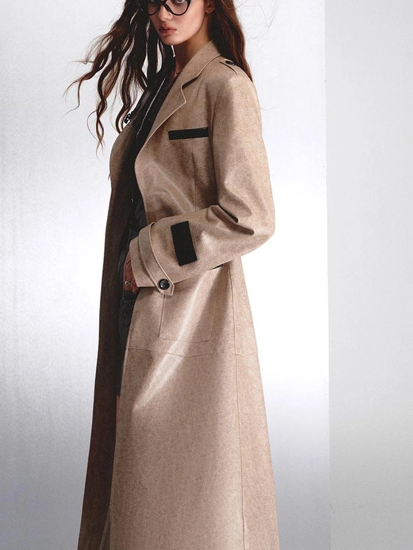 Long Faux Leather Jacket For Women Coats