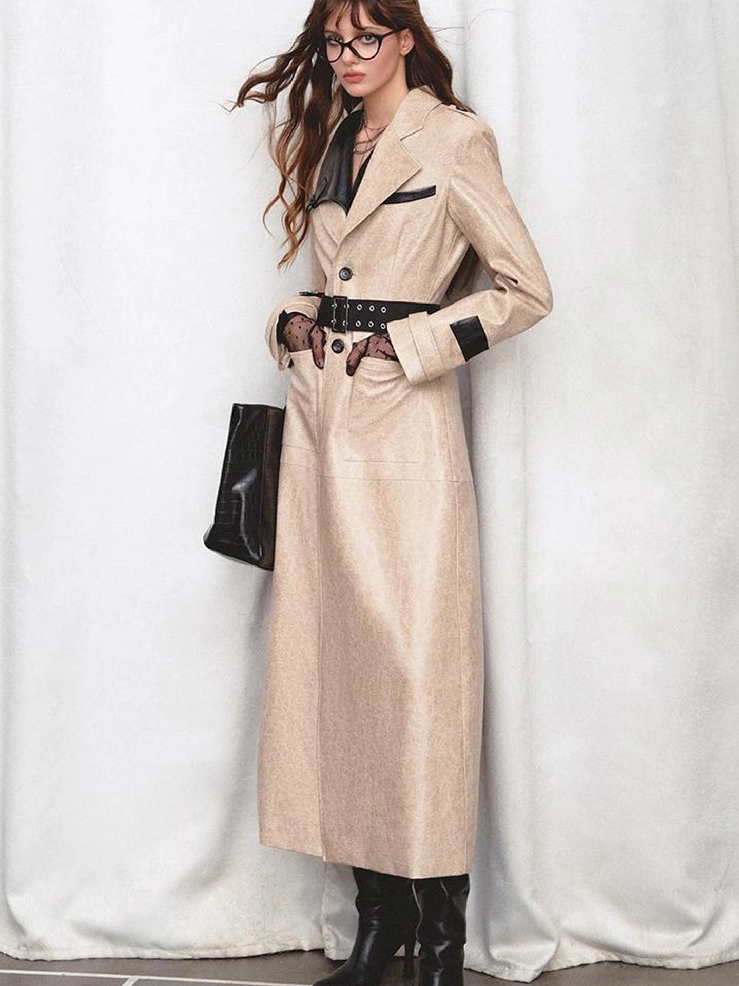 Long Faux Leather Jacket For Women Coats