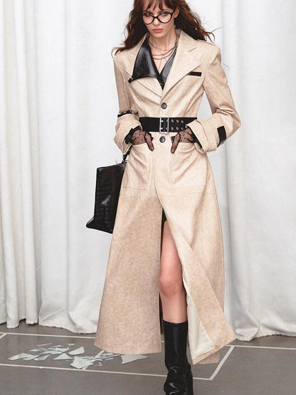 Long Faux Leather Jacket For Women Coats