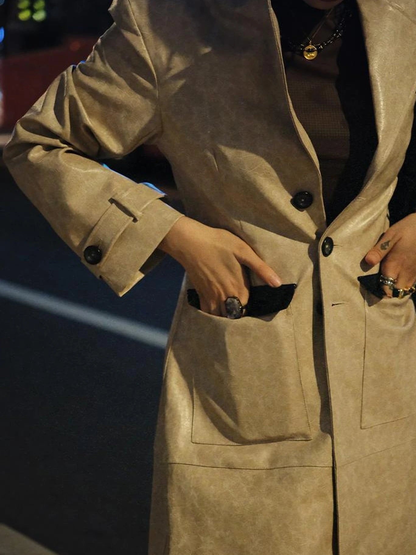 Long Faux Leather Jacket For Women Coats