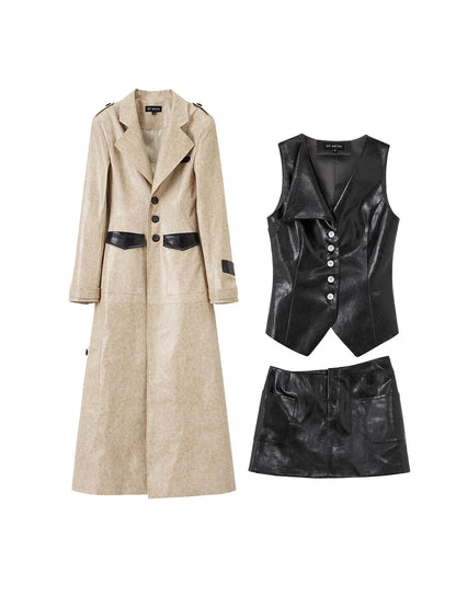 Long Faux Leather Jacket For Women Coats