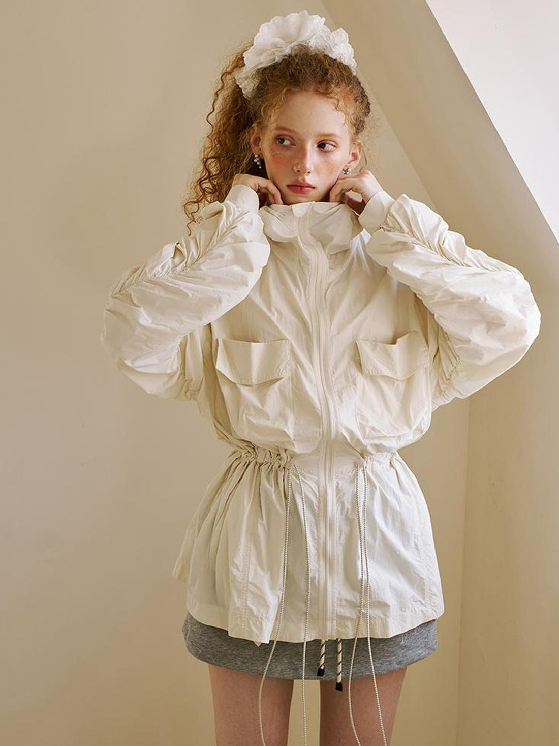 DIDDI MODA Long Loose Sunproof Coat With Pockets Waistband