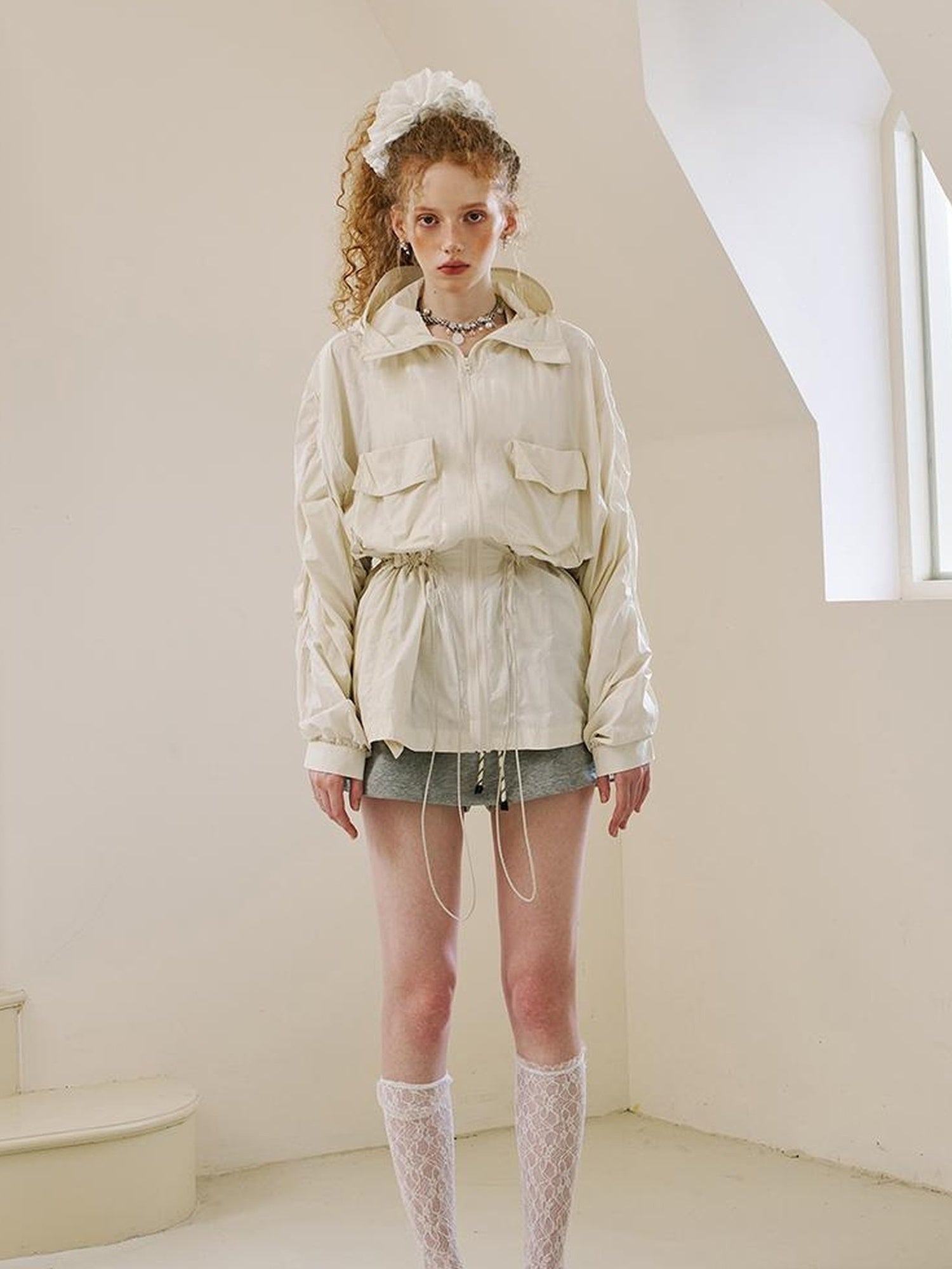 DIDDI MODA Long Loose Sunproof Coat With Pockets Waistband