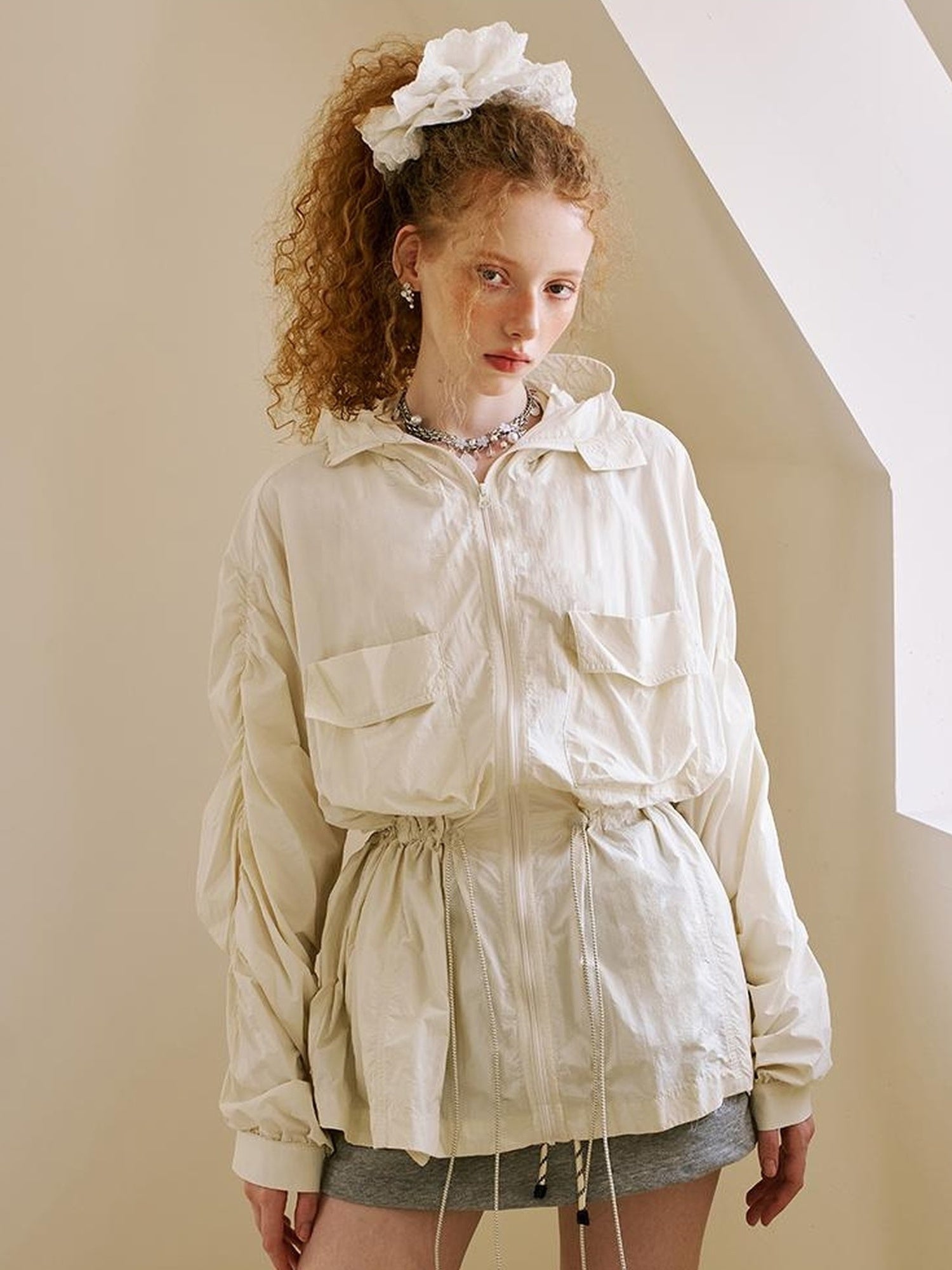 DIDDI MODA Long Loose Sunproof Coat With Pockets Waistband