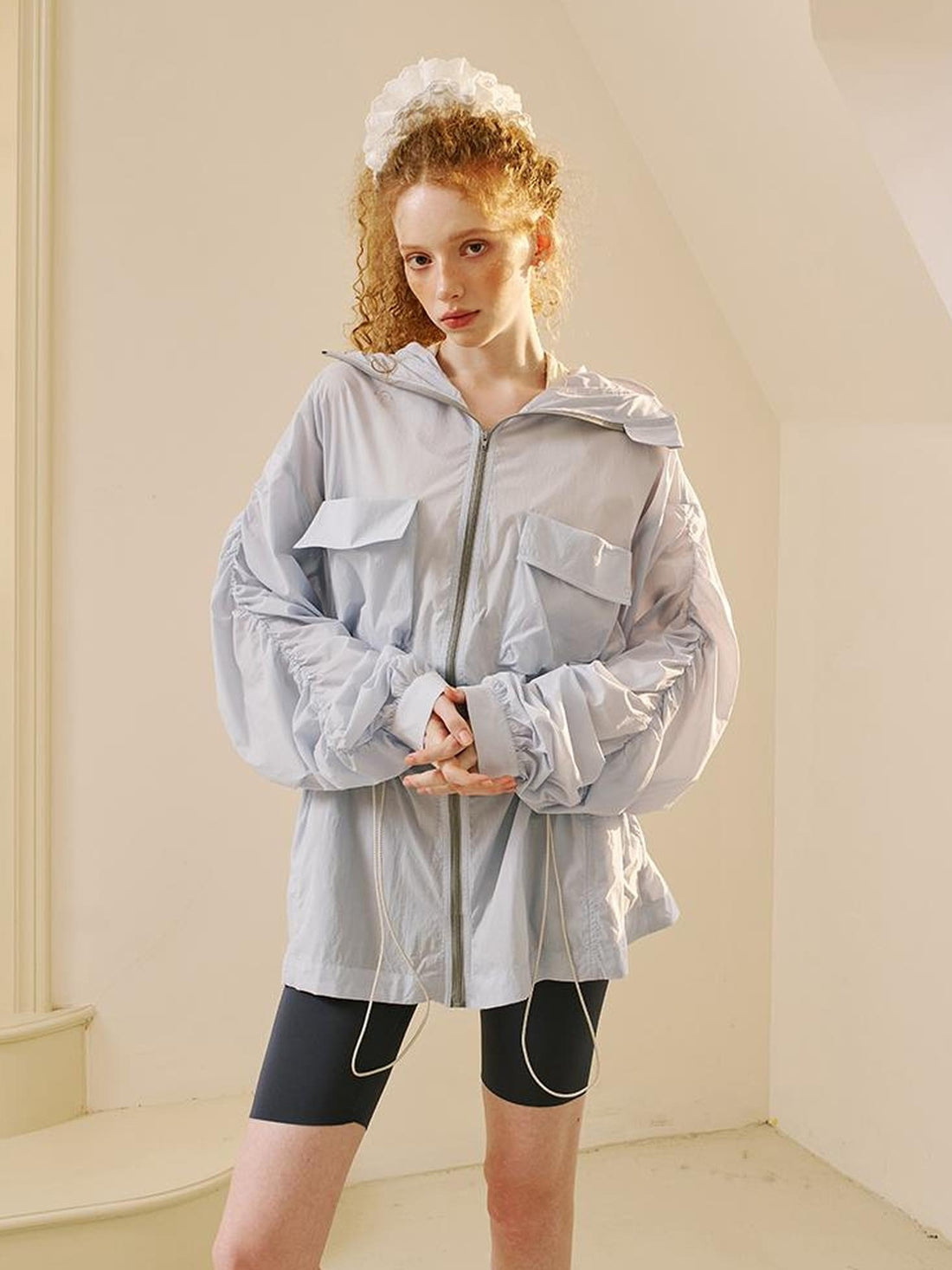 DIDDI MODA Long Loose Sunproof Coat With Pockets Waistband