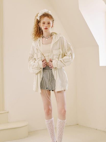DIDDI MODA Long Loose Sunproof Coat With Pockets Waistband