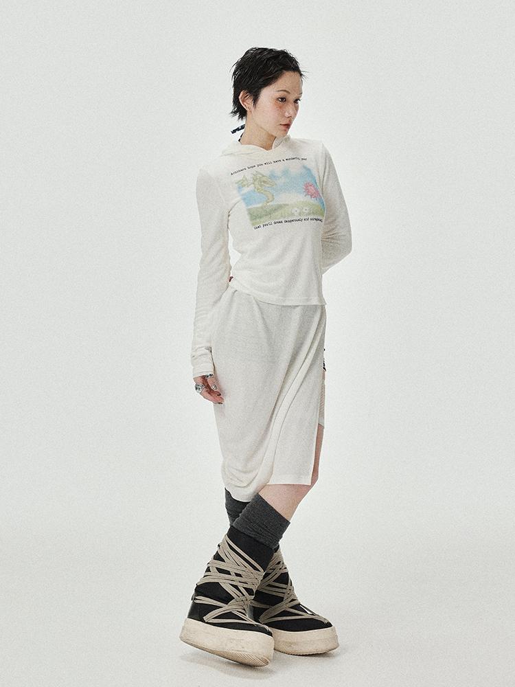Achihara Long Sleeve Hooded Layering Top For Spring Summer T-Shirt