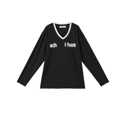 Achihara V-Neck Relaxed Tee With Melting Ice Design