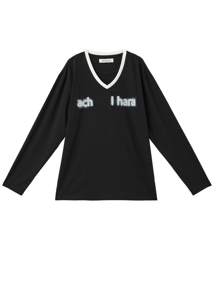 V-Neck Relaxed Tee With Melting Ice Design