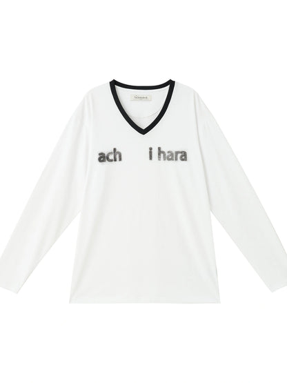 V-Neck Relaxed Tee With Melting Ice Design