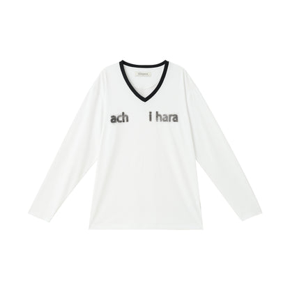 Achihara V-Neck Relaxed Tee With Melting Ice Design
