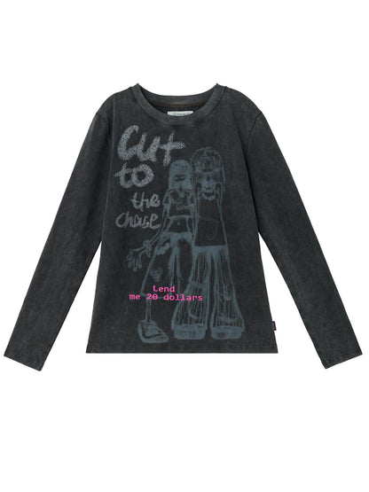 Achihara Bestie Borrowed Tee Retro Washed Cotton