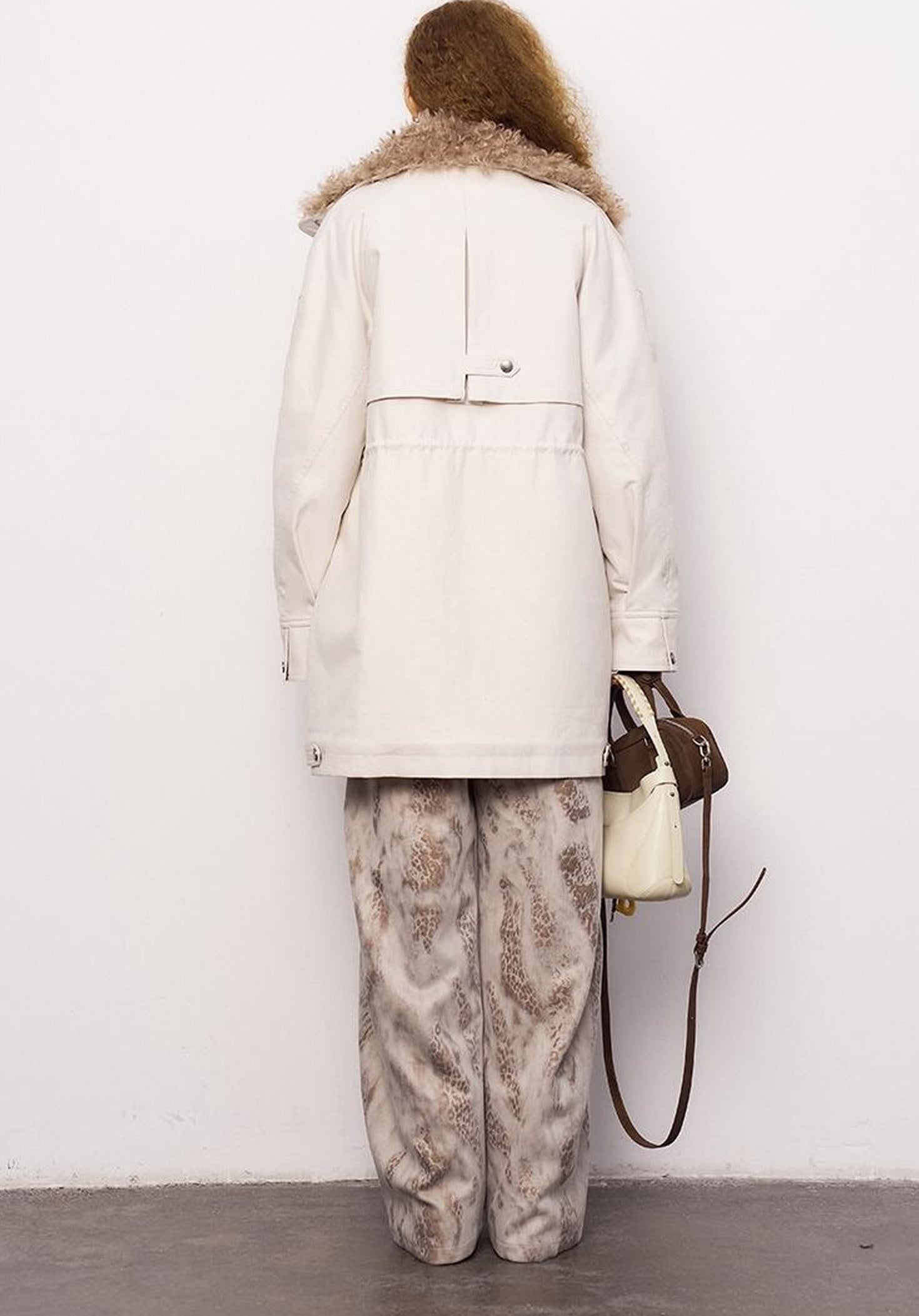 DIDDI MODA Longline Quilted Parka With Fur Trim Relaxed Fit