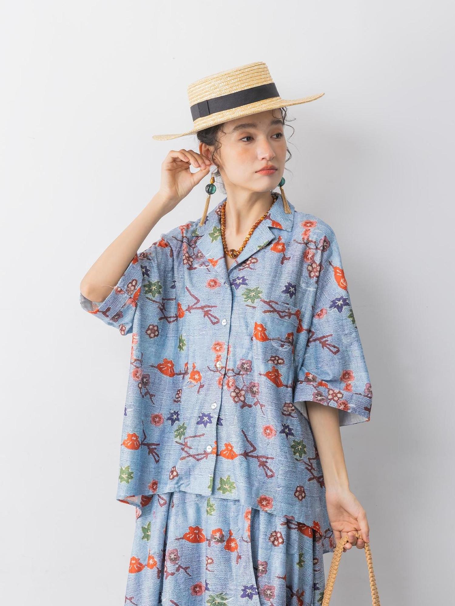 Sweet Mi Loose Cuban Print Shirt Culottes Set Summer Stretch Comfort