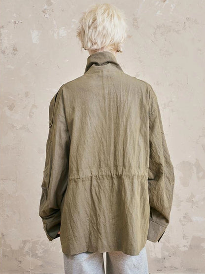 Loose Oversized Embroidered Utility Trench Coat With Adjustable Waist