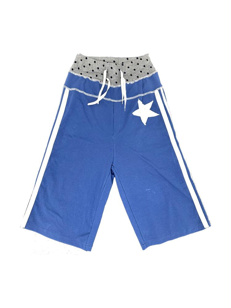 Loose Star Drawstring Joggers Wide Leg Cropped Pants