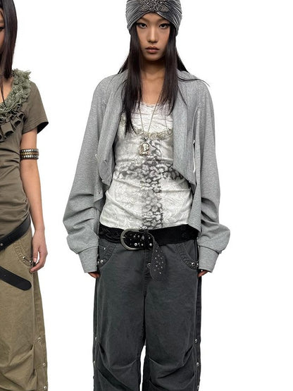 Doublepunch Low Mid Rise Loose Stacked Washed Cotton Pants