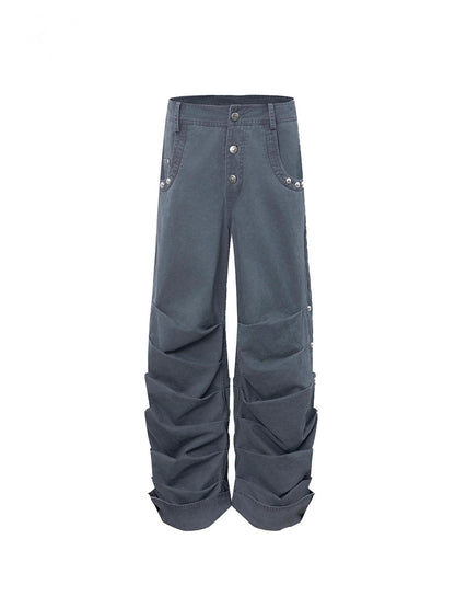 Doublepunch Low Mid Rise Loose Stacked Washed Cotton Pants