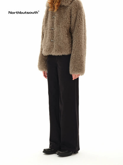 Low Rise Wide Leg Black Twill Denim Trousers