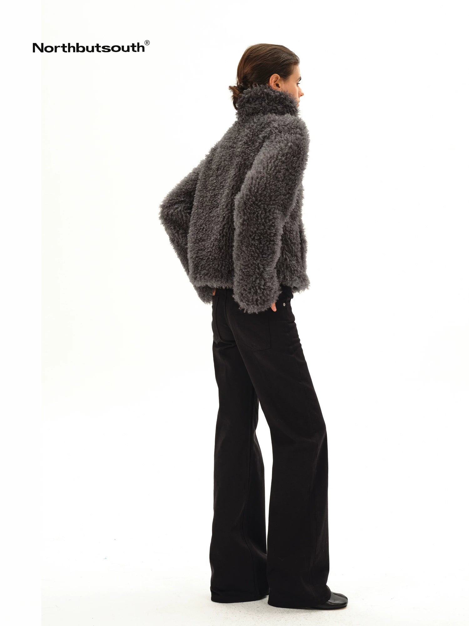 Low Rise Wide Leg Black Twill Denim Trousers
