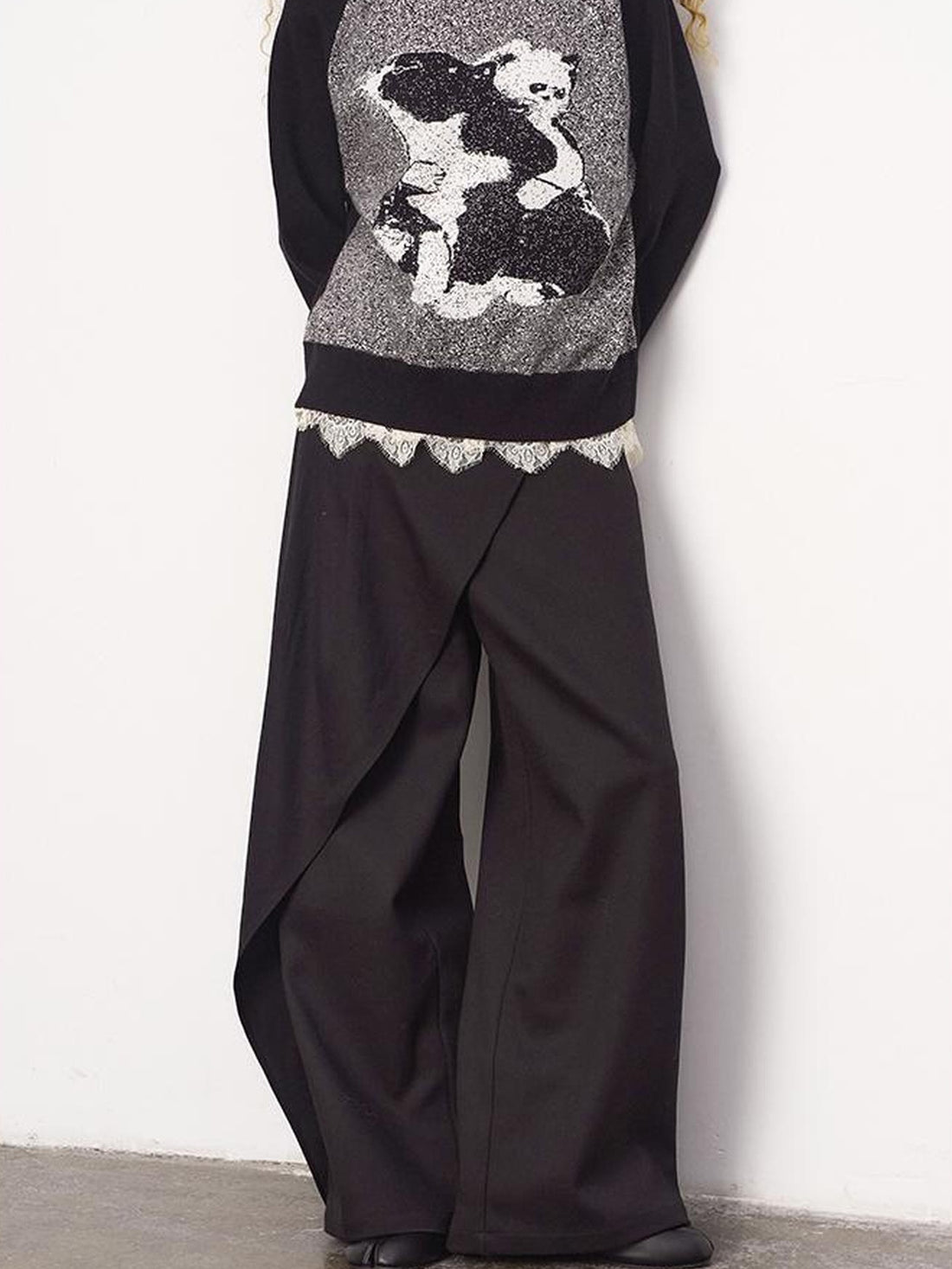 DIDDI MODA Low Waist Flared Pants With Layered Flap Design