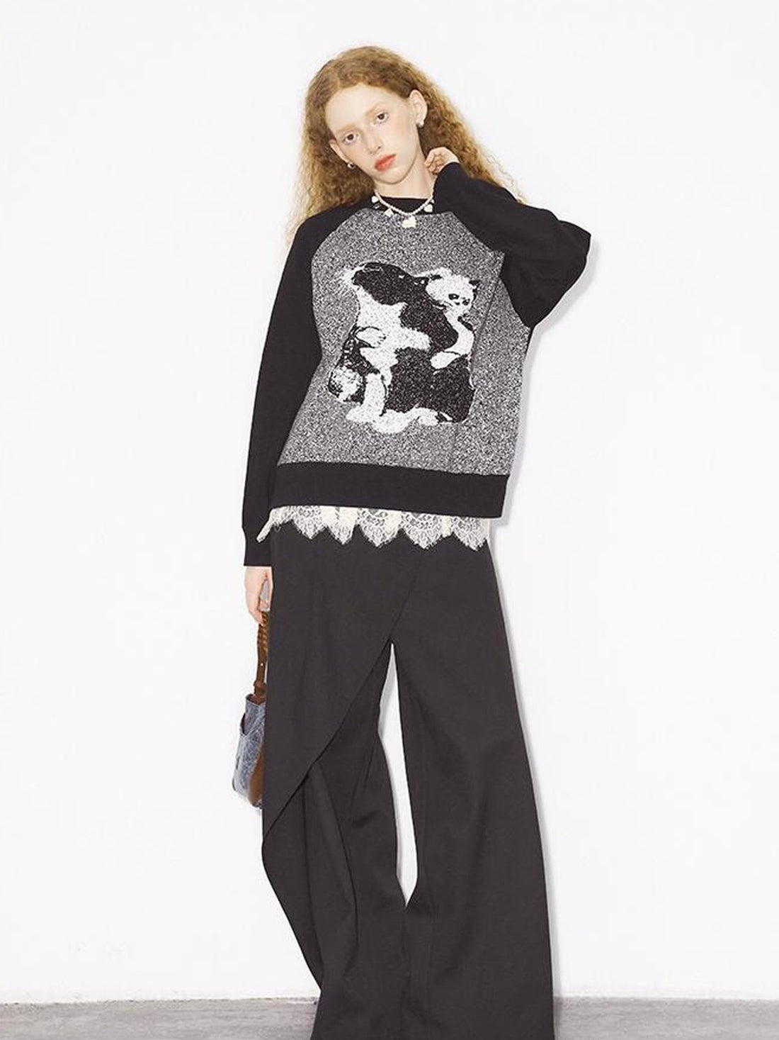 DIDDI MODA Low Waist Flared Pants With Layered Flap Design