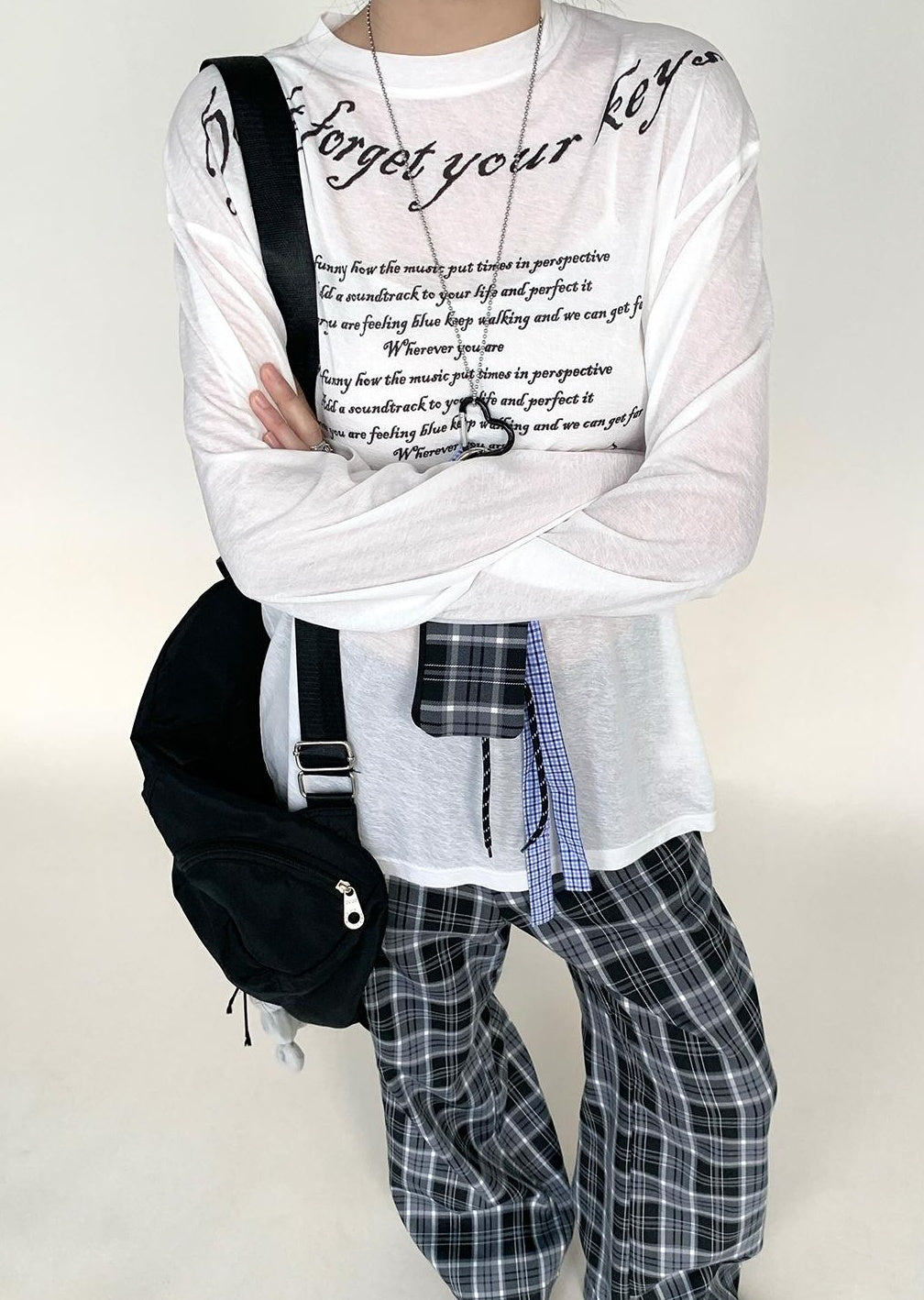 Low Waist Wide Leg Checkered Pants Classic Casual Trousers